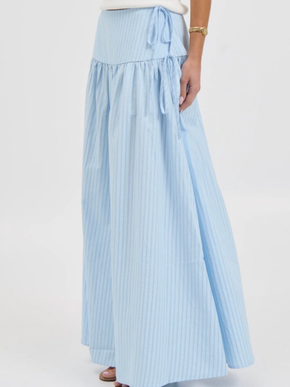 Bronze Snake Light Blue Maxi Skirt